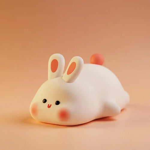 Cute LED Night Light Touch Sensor Cartoon Kid'S Nightlights Big Face Rabbit Silicone Night Light Christmas Gift Bedside Lamp Home Decor