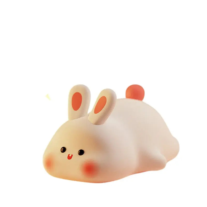 Cute LED Night Light Touch Sensor Cartoon Kid'S Nightlights Big Face Rabbit Silicone Night Light Christmas Gift Bedside Lamp Home Decor