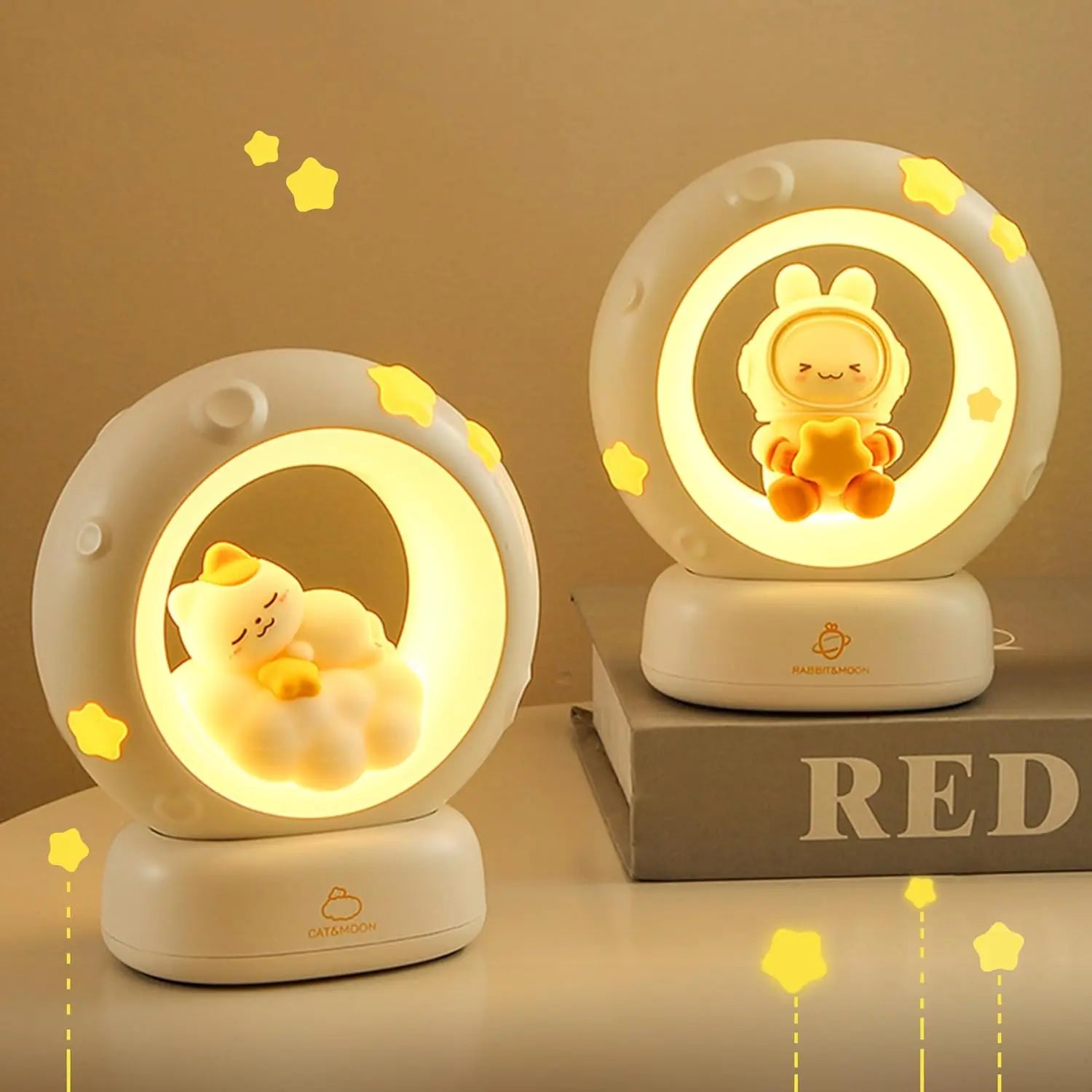 Cute Panda LED Clap Night Light Cat Rabbit USB Rechargeable Reading Table Lamp Room Decor Gift for Baby Children Sleeping Lights