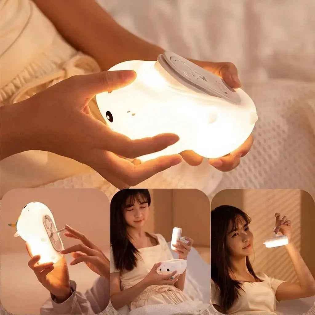 Rechargeable Silicone Patting Lamp Unicorn LED Night Lamp with Remote Control Dimmable Bedside Bedroom Mood Light Creative Gift