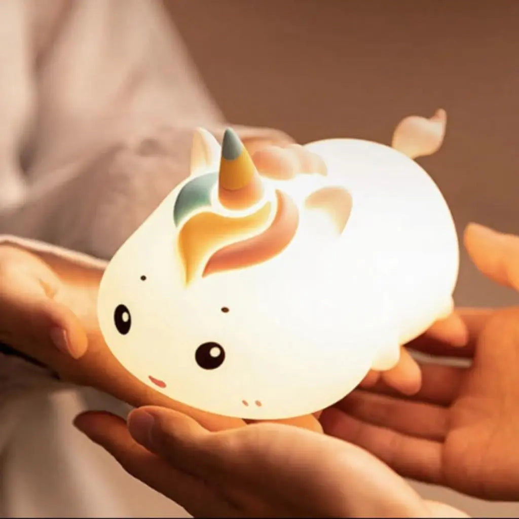 Rechargeable Silicone Patting Lamp Unicorn LED Night Lamp with Remote Control Dimmable Bedside Bedroom Mood Light Creative Gift