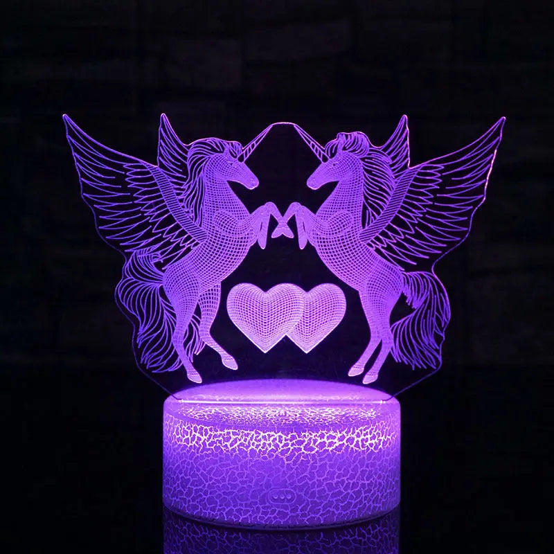 Unicorn Night Light for Kids 3D Night Lamp 16 Colors Changes with Remote Control Room Decor Valentine'S Day for Children Girls