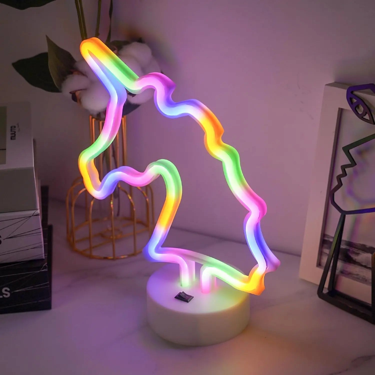 Battery/Usb LED Neon Night Light Sign Flamingo Unicorn Coconut Tree Cactus Pineapple Table Lamp Kids Bedroom Christmas Art Decor