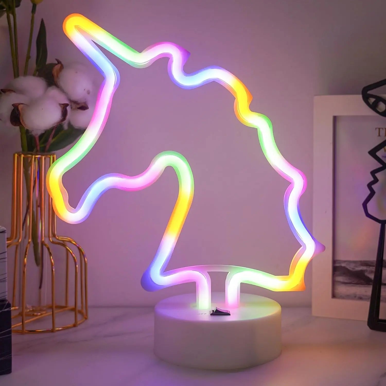 Battery/Usb LED Neon Night Light Sign Flamingo Unicorn Coconut Tree Cactus Pineapple Table Lamp Kids Bedroom Christmas Art Decor